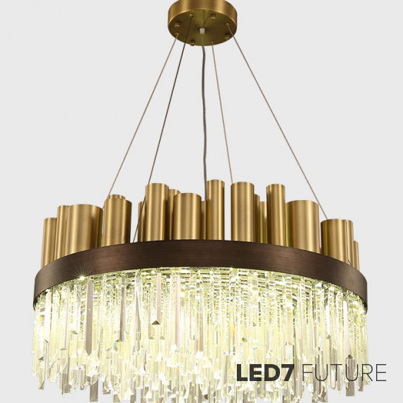 Loft Industry Modern - Gold Tubes & Glass Chandelier